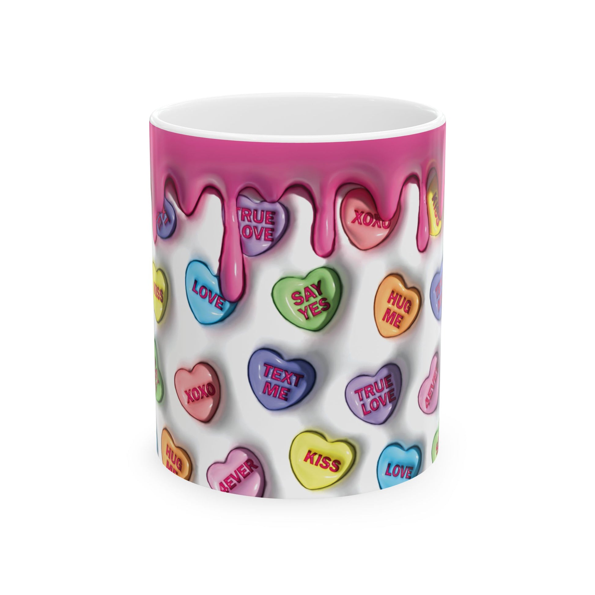 taza de ceramica con corazones -Taza de ceramica para cafe - taza 11 onz de te para regalar