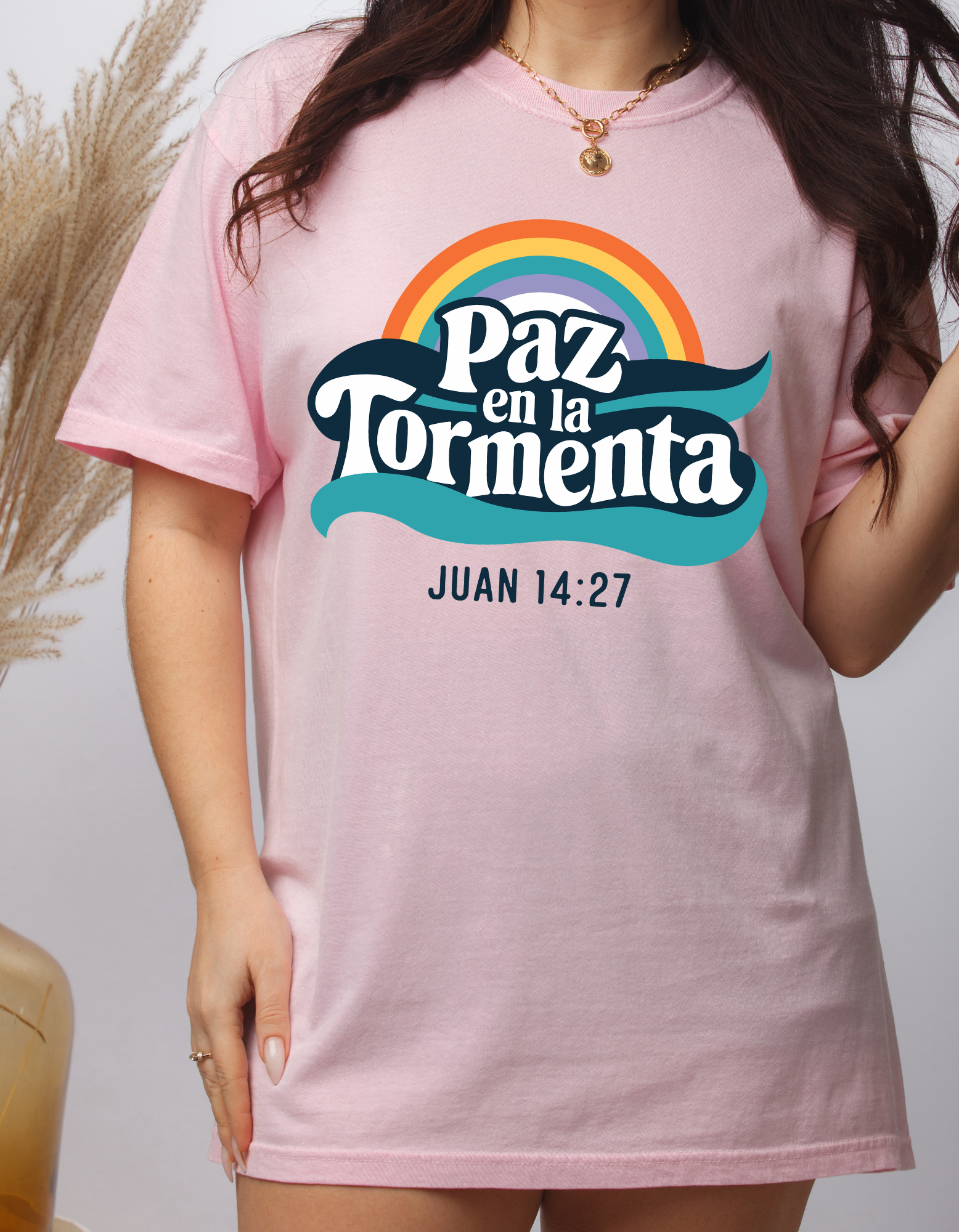 Tshirt Pink para mujer con versiculo biblico / Tshirt Oversize para mujer / Camiseta con mensaje biblico