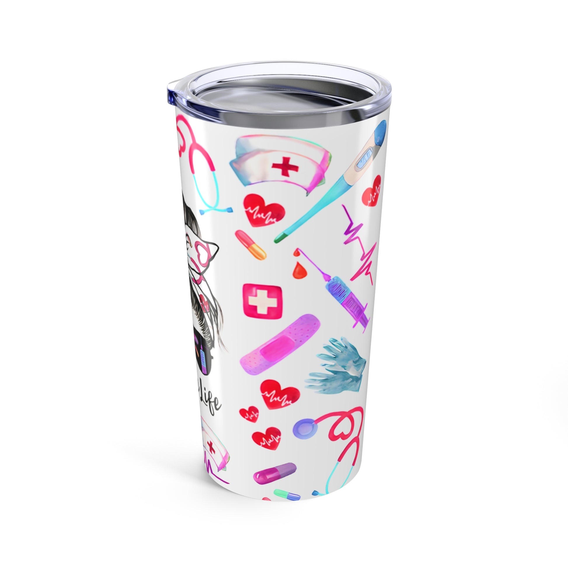 Termo térmico para enfermeras 20 oz, Tumbler enfermera – Regalo para mujeres del área de salud – Vaso acero inoxidable con diseño colorido