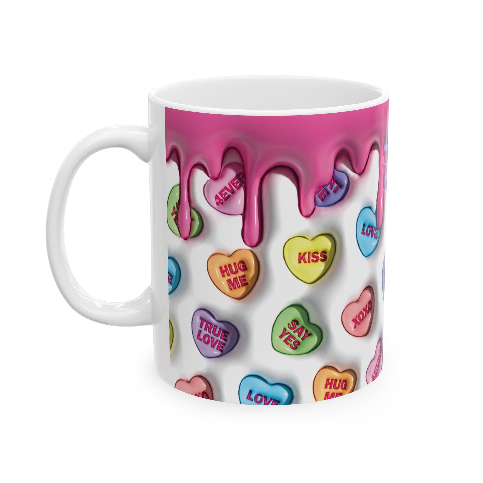 taza de ceramica con corazones -Taza de ceramica para cafe - taza 11 onz de te para regalar