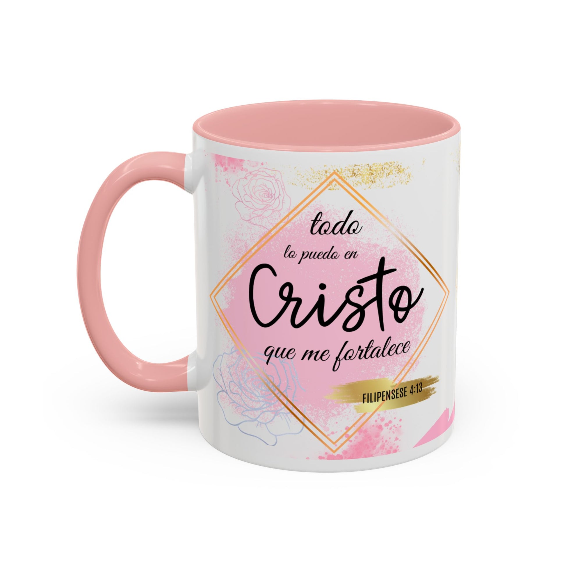 Taza rosa con diseño elegante para mujer – Regalo bonito y práctico para café o té – Apta para microondas y lavavajillas