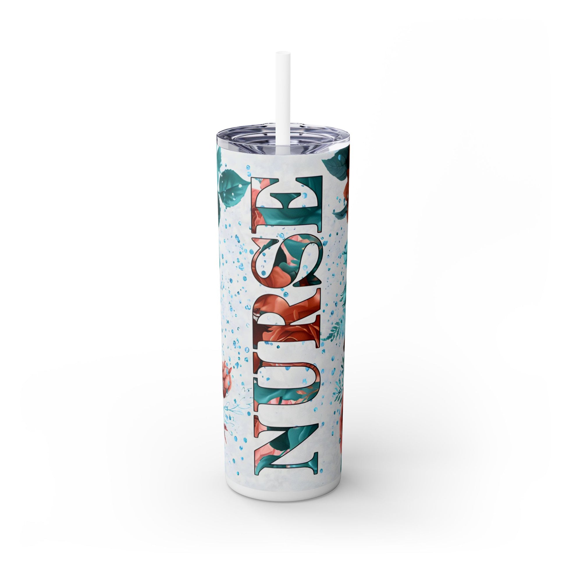 termo para enfermera personalizado, Tumbler delgado 20 oz con pajilla – Termo personalizado para mujer