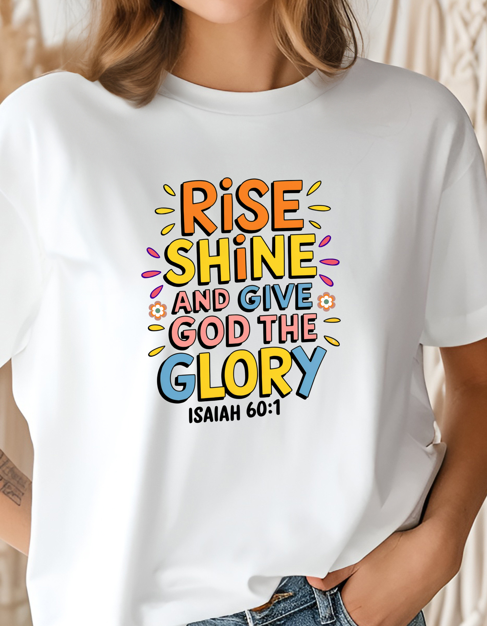 Cotton Tee with Inspirational Quote - Rise,Christian Gift, Inspirational Apparel, Faith T-Shirt, Faith Woman