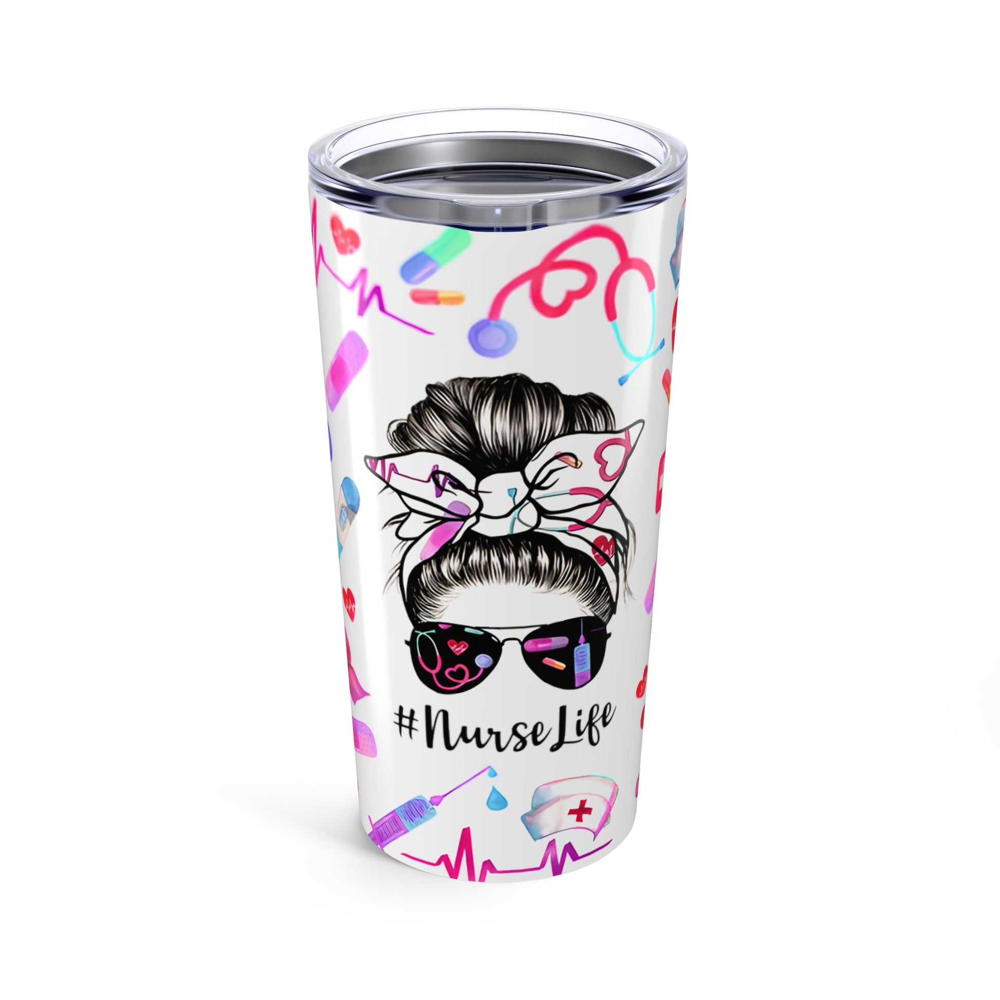 Termo térmico para enfermeras 20 oz, Tumbler enfermera – Regalo para mujeres del área de salud – Vaso acero inoxidable con diseño colorido