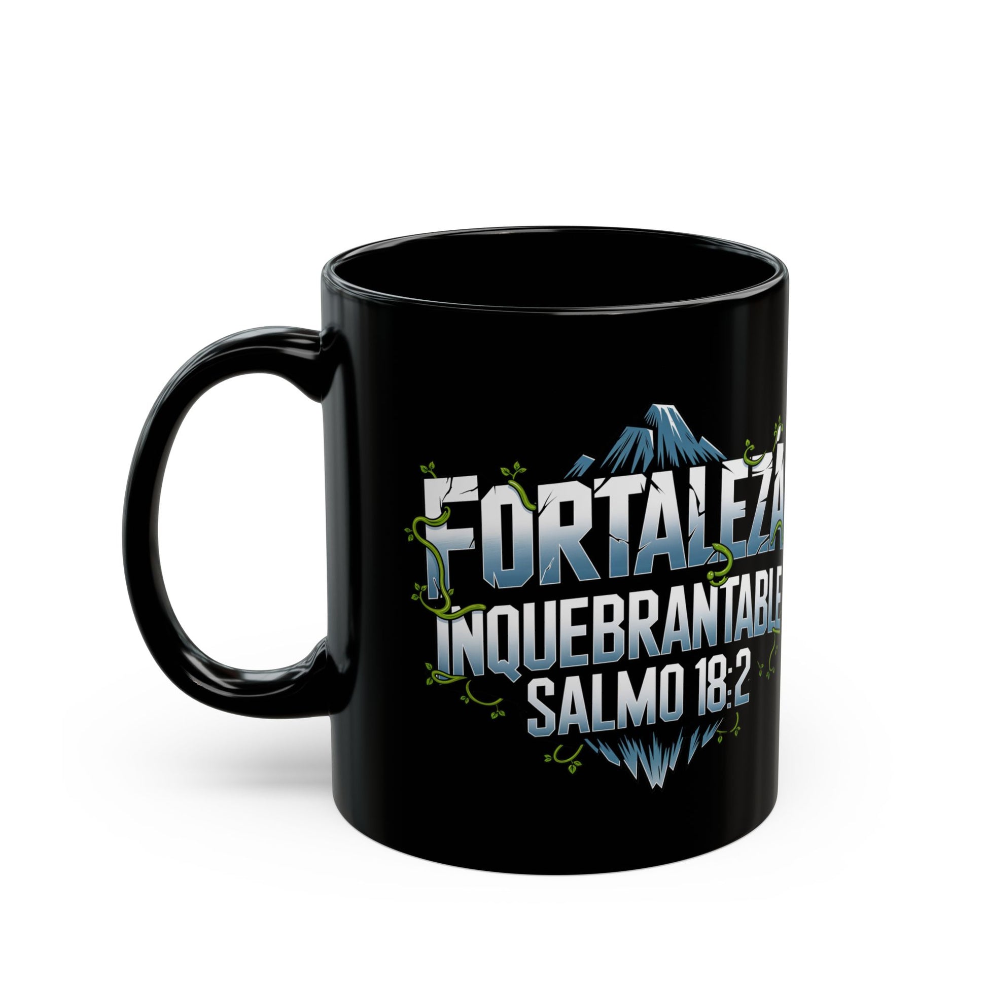 Taza motivacional color negro / Taza de ceramica negra para regalar / Taza negra con versiculo biblico