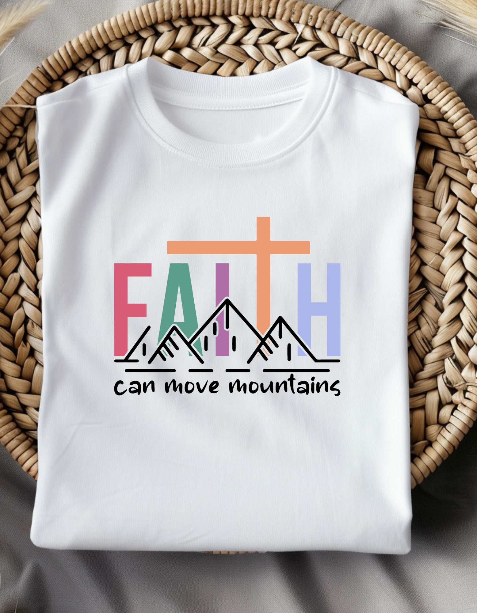 Faith Mountain Unisex Heavy Cotton Tee – Inspirational Gift for Friends, Family, Church Events, Faithwear, Lifestyle