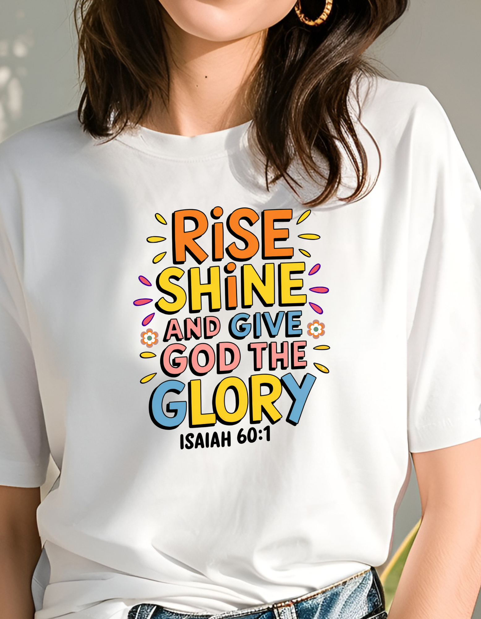 Cotton Tee with Inspirational Quote - Rise,Christian Gift, Inspirational Apparel, Faith T-Shirt, Faith Woman