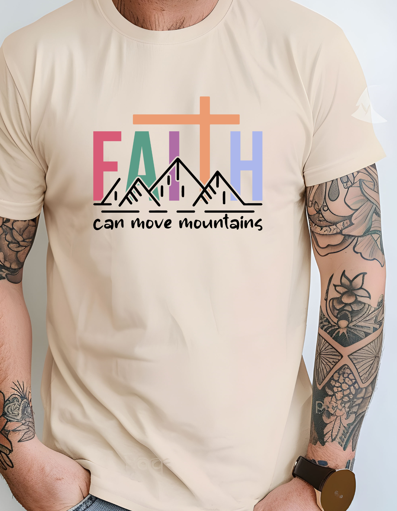 Faith Mountain Unisex Heavy Cotton Tee – Inspirational Gift for Friends, Family, Church Events, Faithwear, Lifestyle