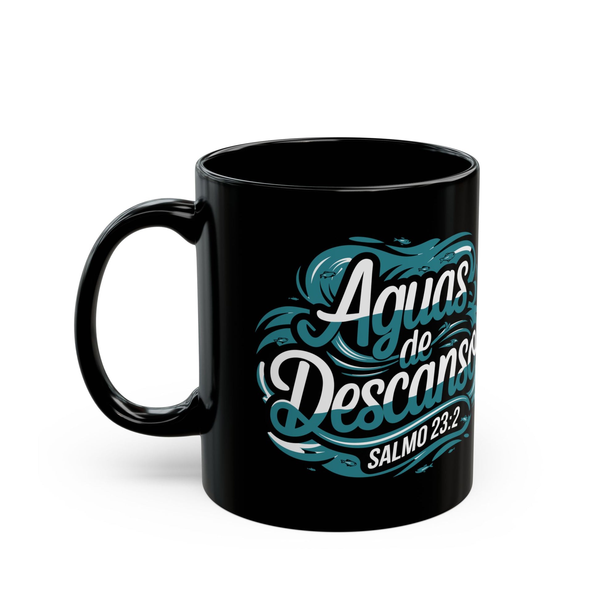 Taza negra de ceramica con versiculo biblico / Taza para regalar color negro / Taza de 11 onzas negra