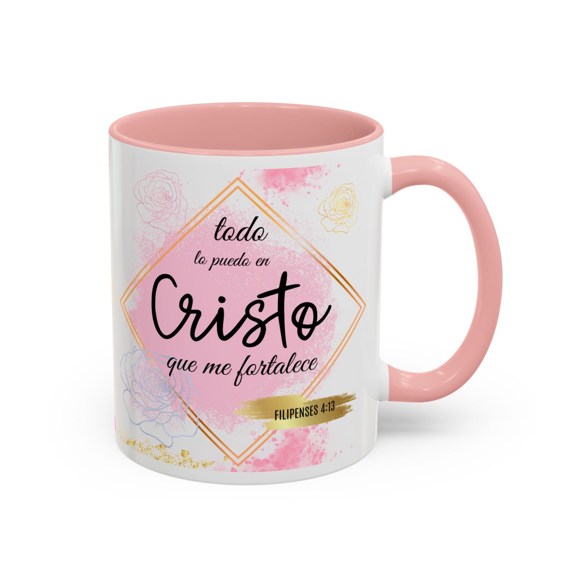 Taza rosa con diseño elegante para mujer – Regalo bonito y práctico para café o té – Apta para microondas y lavavajillas