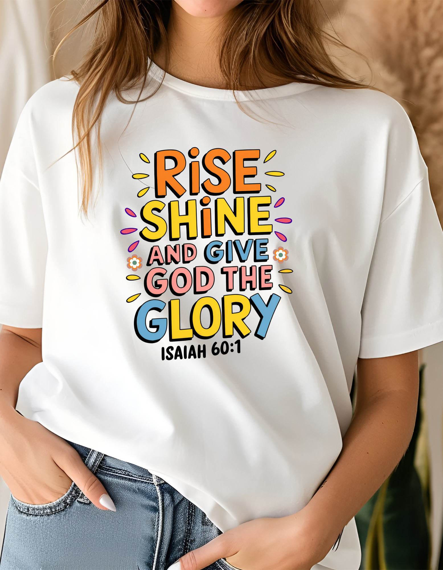Cotton Tee with Inspirational Quote - Rise,Christian Gift, Inspirational Apparel, Faith T-Shirt, Faith Woman