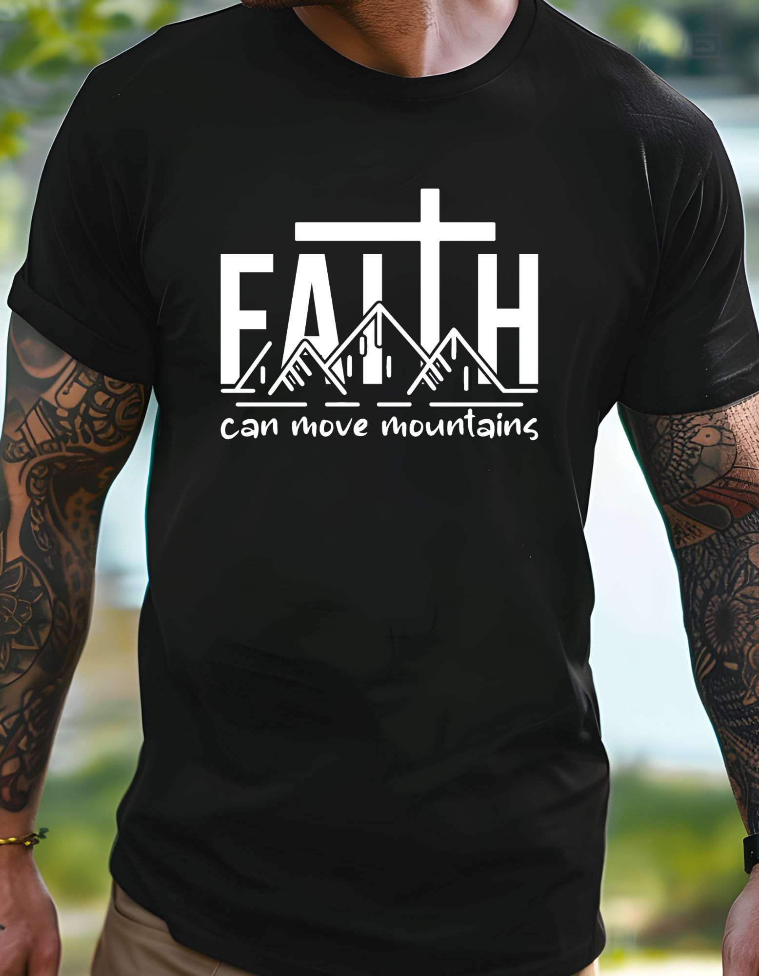 Faith Mountain Unisex Heavy Cotton Tee – Inspirational Gift for Friends, Family, Church Events, Faithwear, Lifestyle