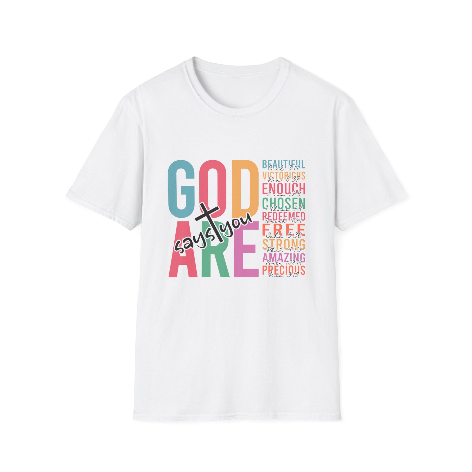 Camiseta blanca minimalista para mujer con mensaje inspirador – Diseño moderno en colores de temporada – Ideal para regalo de fe y autoestima