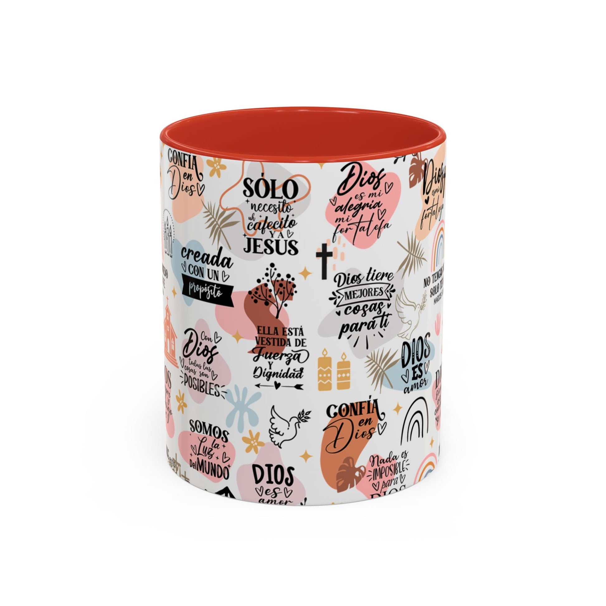 Taza femenina de cerámica rosa y blanca – Taza con Diseño inspirador