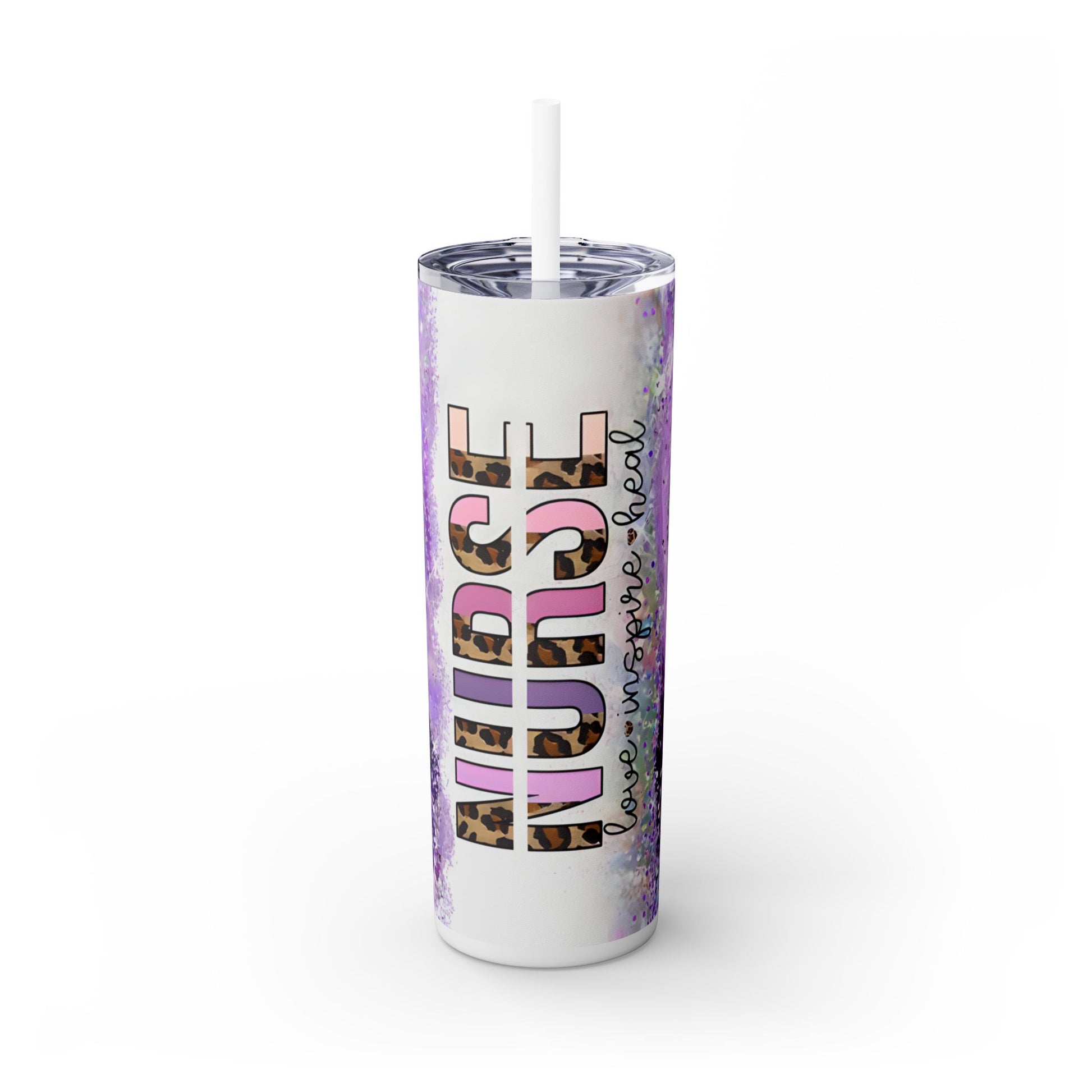 Tumbler delgado con pajilla 20 oz para enfermeras – Termo colorido y funcional – Regalo ideal para mujeres del área médica