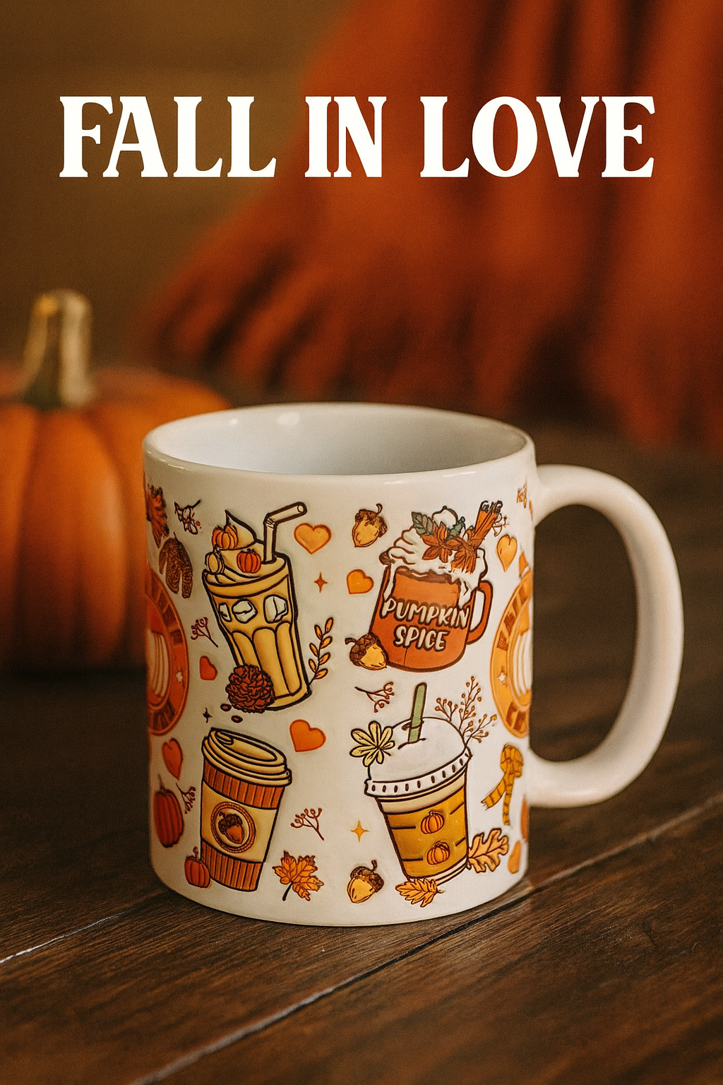 Cozy Fall Mug, Pumpkin Mugs, Taza para cafe 11 Onz, Taza de otoño