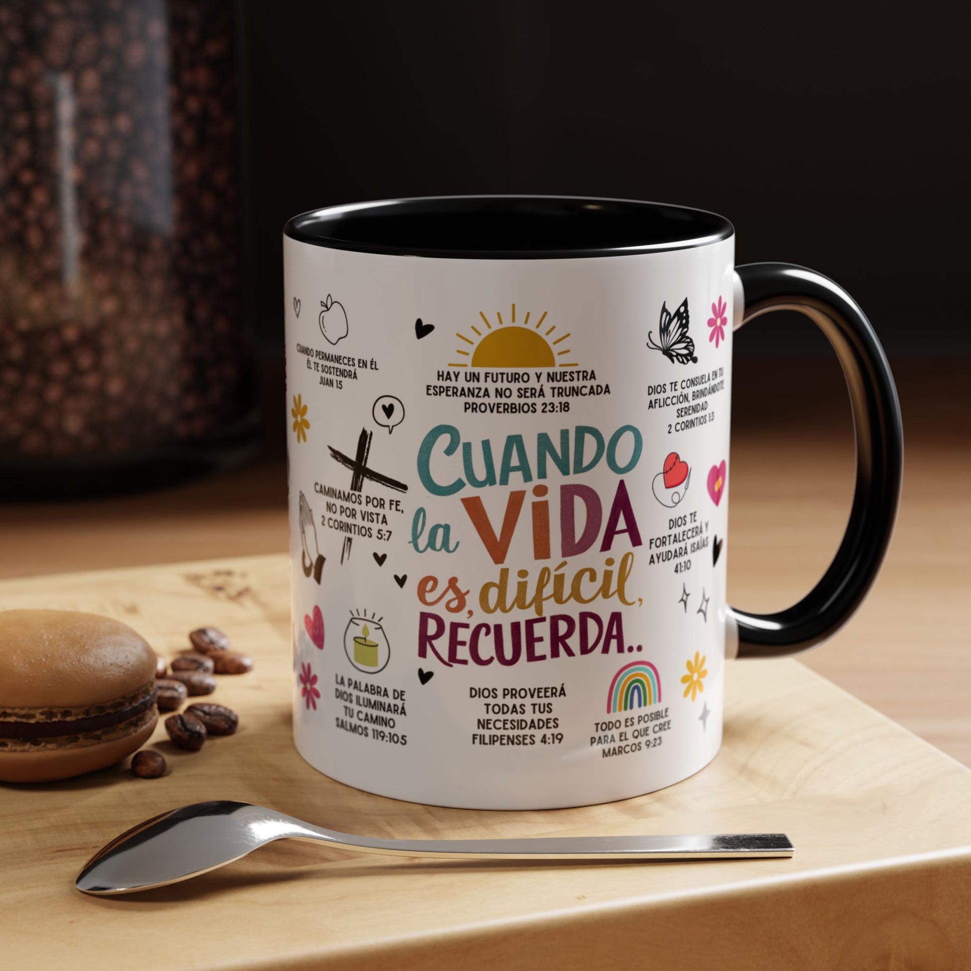 Taza con mensaje biblico, taza de ceramica con mensaje inspirador, Mug 11 Onz, Mug con frases biblicas, Tazas para regalo, Taza rosada para mujer, Taza para desayuno