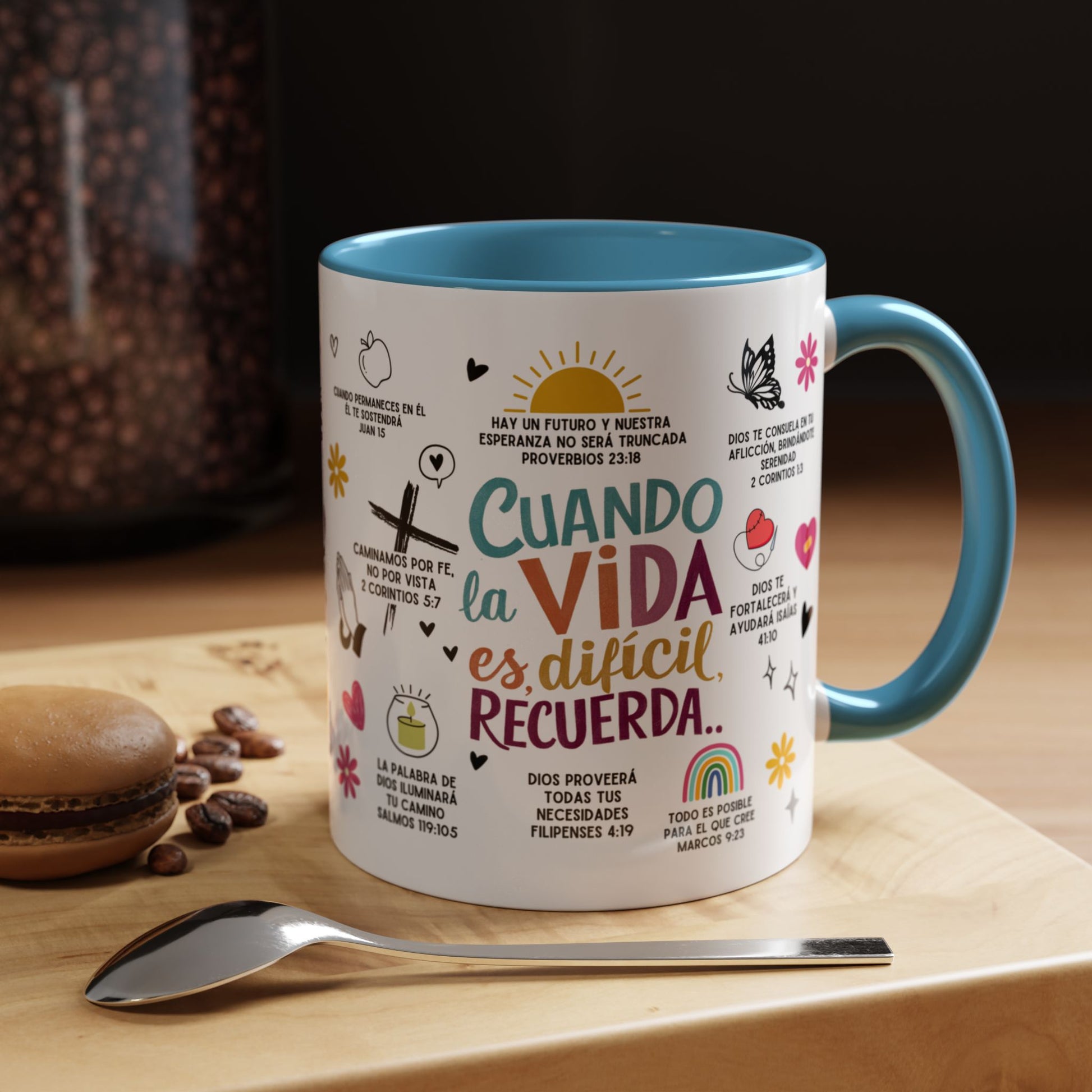 Taza con mensaje biblico, taza de ceramica con mensaje inspirador, Mug 11 Onz, Mug con frases biblicas, Tazas para regalo, Taza rosada para mujer, Taza para desayuno