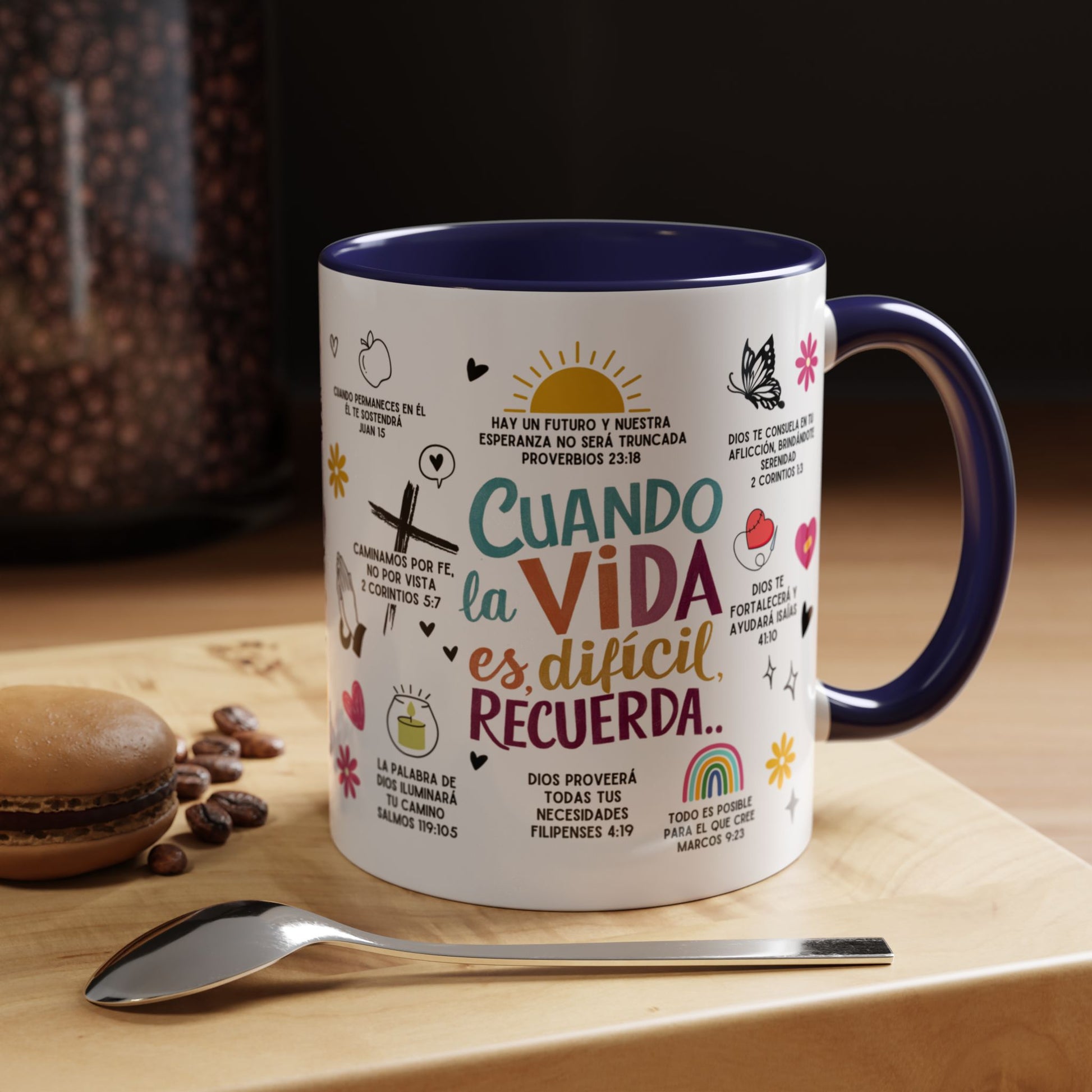 Taza con mensaje biblico, taza de ceramica con mensaje inspirador, Mug 11 Onz, Mug con frases biblicas, Tazas para regalo, Taza rosada para mujer, Taza para desayuno