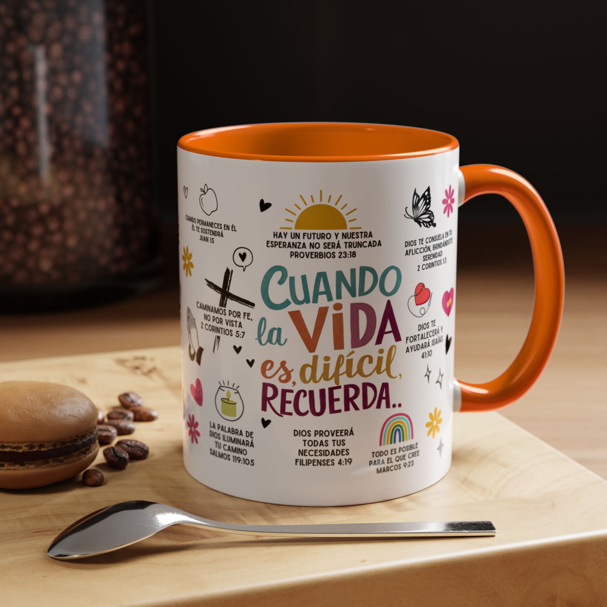 Taza con mensaje biblico, taza de ceramica con mensaje inspirador, Mug 11 Onz, Mug con frases biblicas, Tazas para regalo, Taza rosada para mujer, Taza para desayuno
