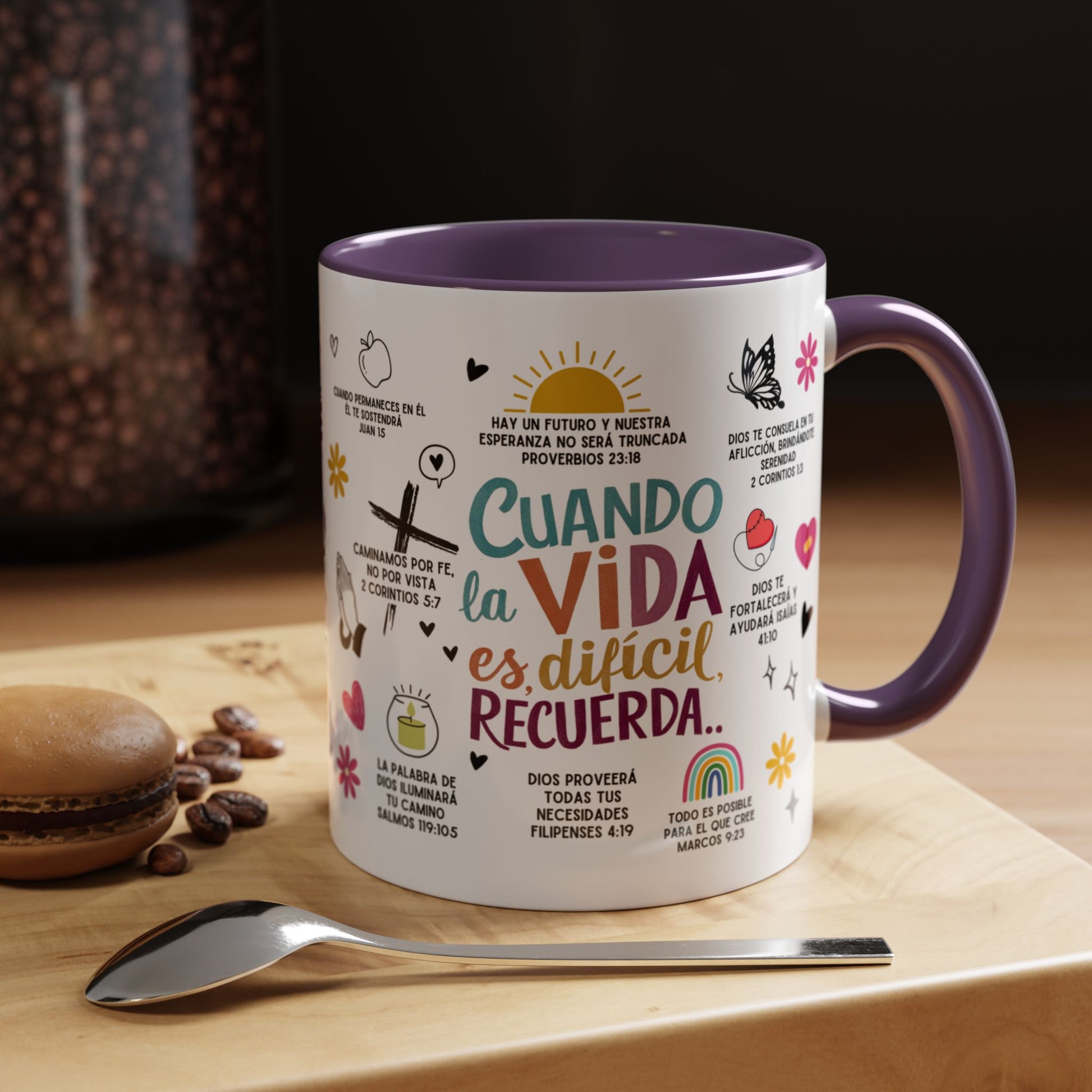 Taza con mensaje biblico, taza de ceramica con mensaje inspirador, Mug 11 Onz, Mug con frases biblicas, Tazas para regalo, Taza rosada para mujer, Taza para desayuno