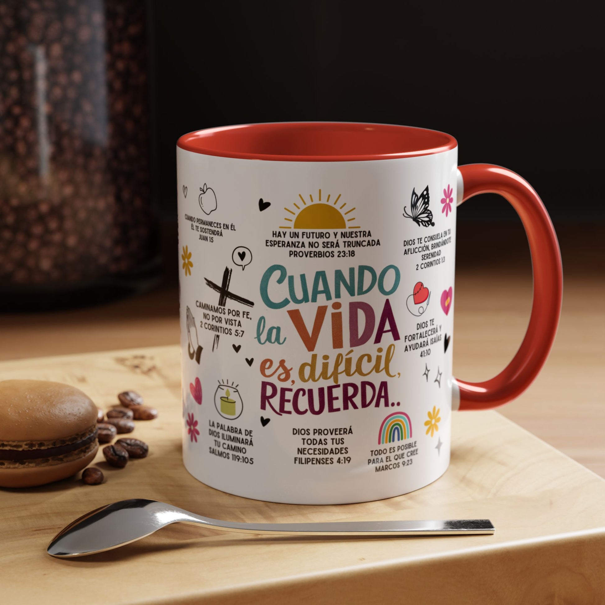Taza con mensaje biblico, taza de ceramica con mensaje inspirador, Mug 11 Onz, Mug con frases biblicas, Tazas para regalo, Taza rosada para mujer, Taza para desayuno