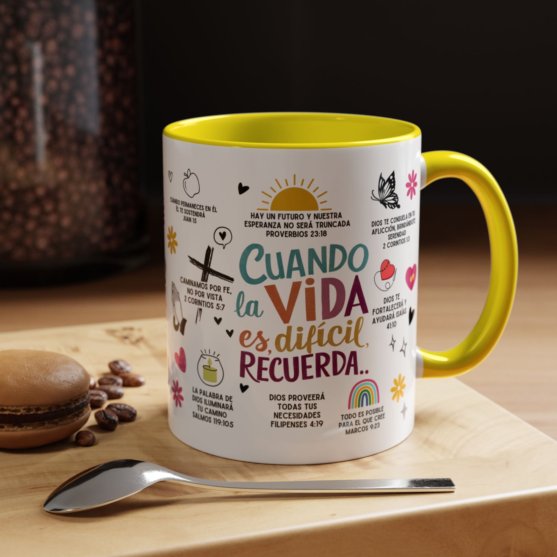 Taza con mensaje biblico, taza de ceramica con mensaje inspirador, Mug 11 Onz, Mug con frases biblicas, Tazas para regalo, Taza rosada para mujer, Taza para desayuno