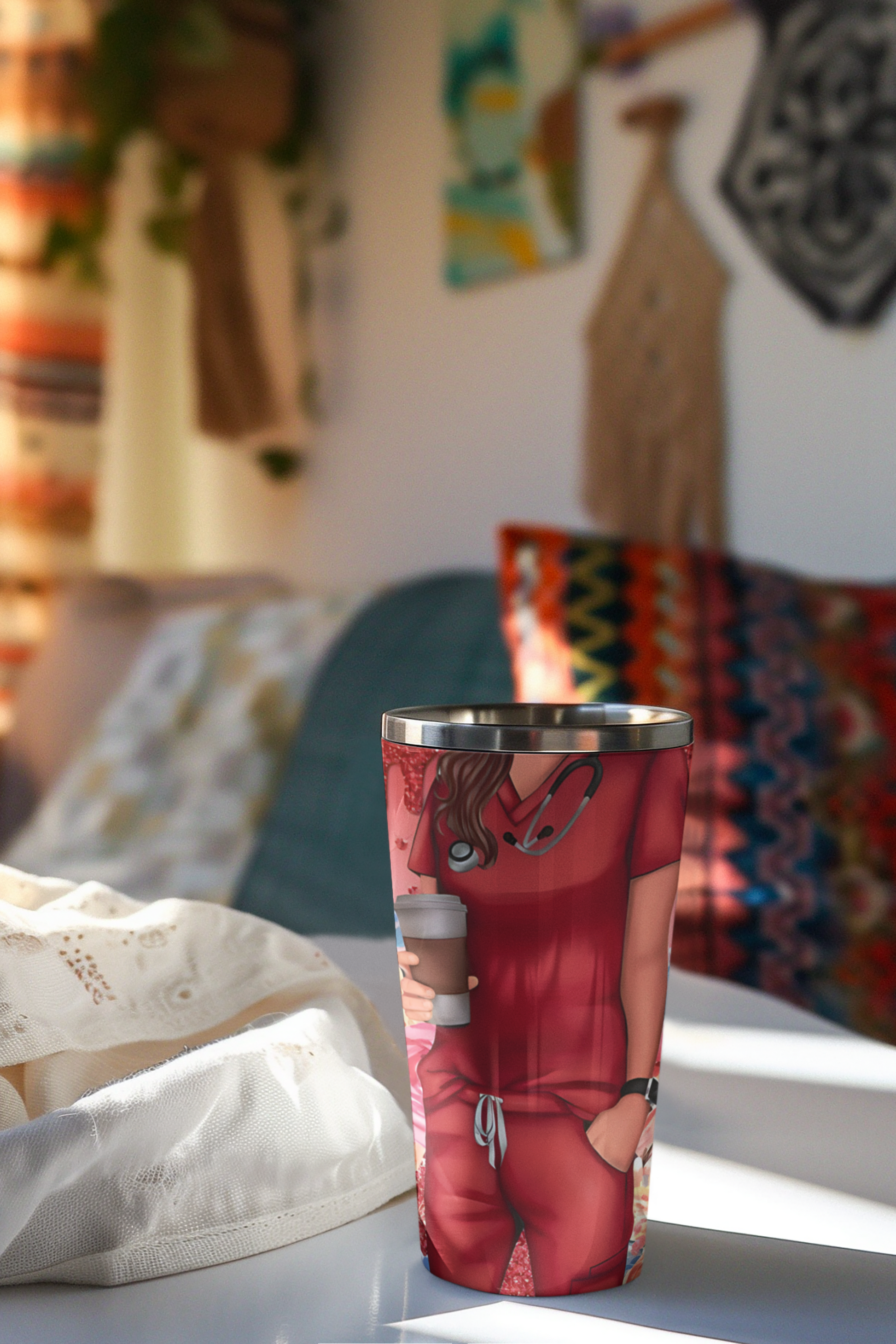 Tumbler térmico 20 oz para mujer – Termo moderno con diseño colorido – Regalo para maestras, mamás o amigas