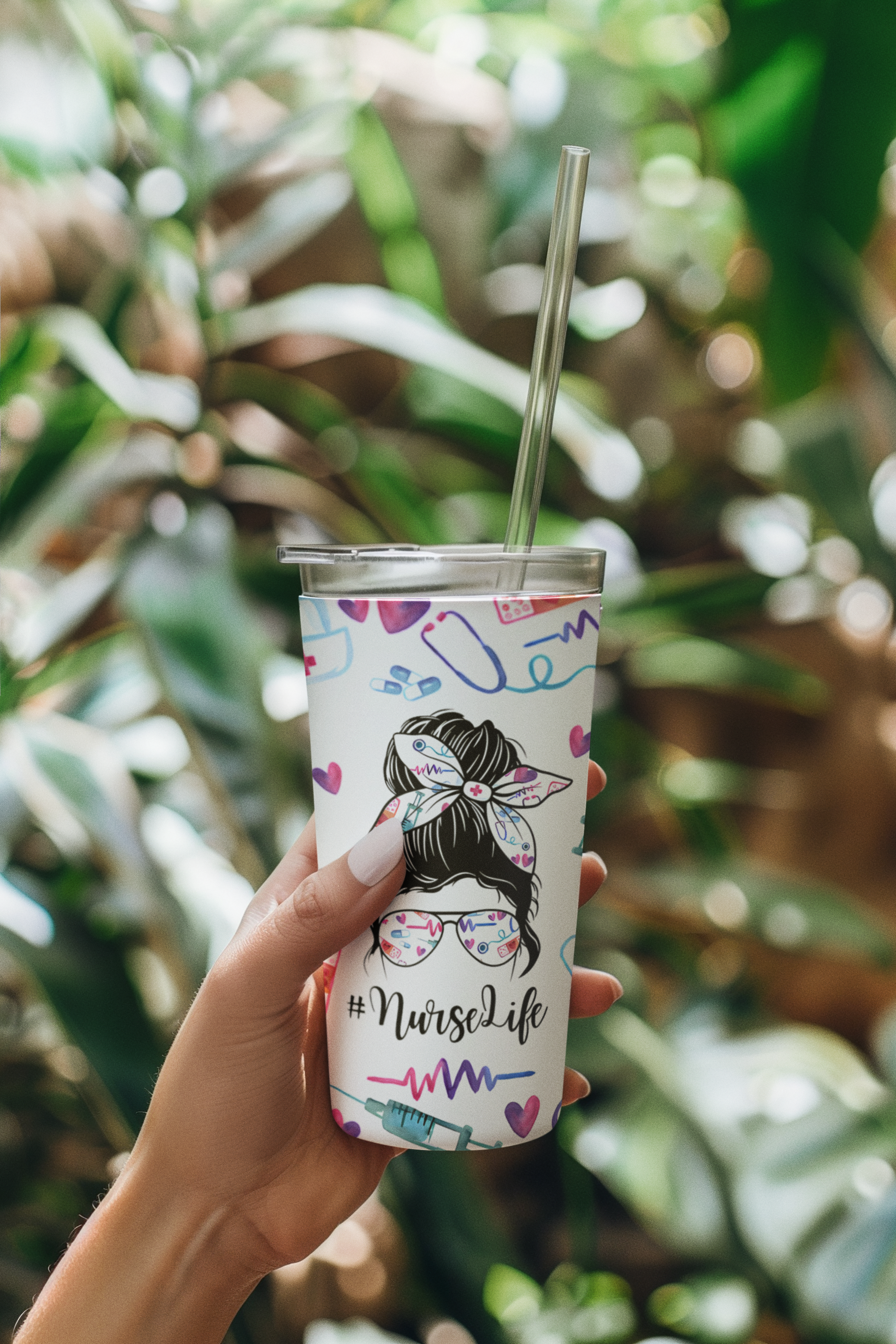 Tumbler para enfermeras 20 oz – Regalo colorido para mujeres del área de salud – Termo personalizado