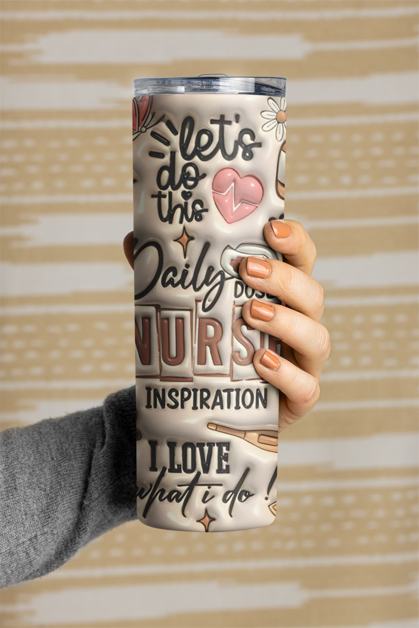 Tumbler delgado con pajilla 20 oz para enfermeras – Termo colorido personalizado – Regalo para Semana de la Enfermería