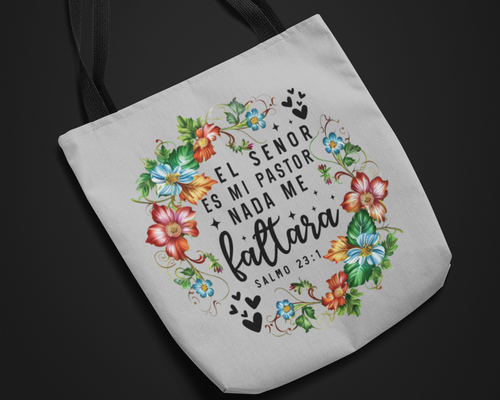 Bolso cristiano con diseño floral 'El señor es mi Pastor'' – Regalo con versículo bíblico para mujer de fe