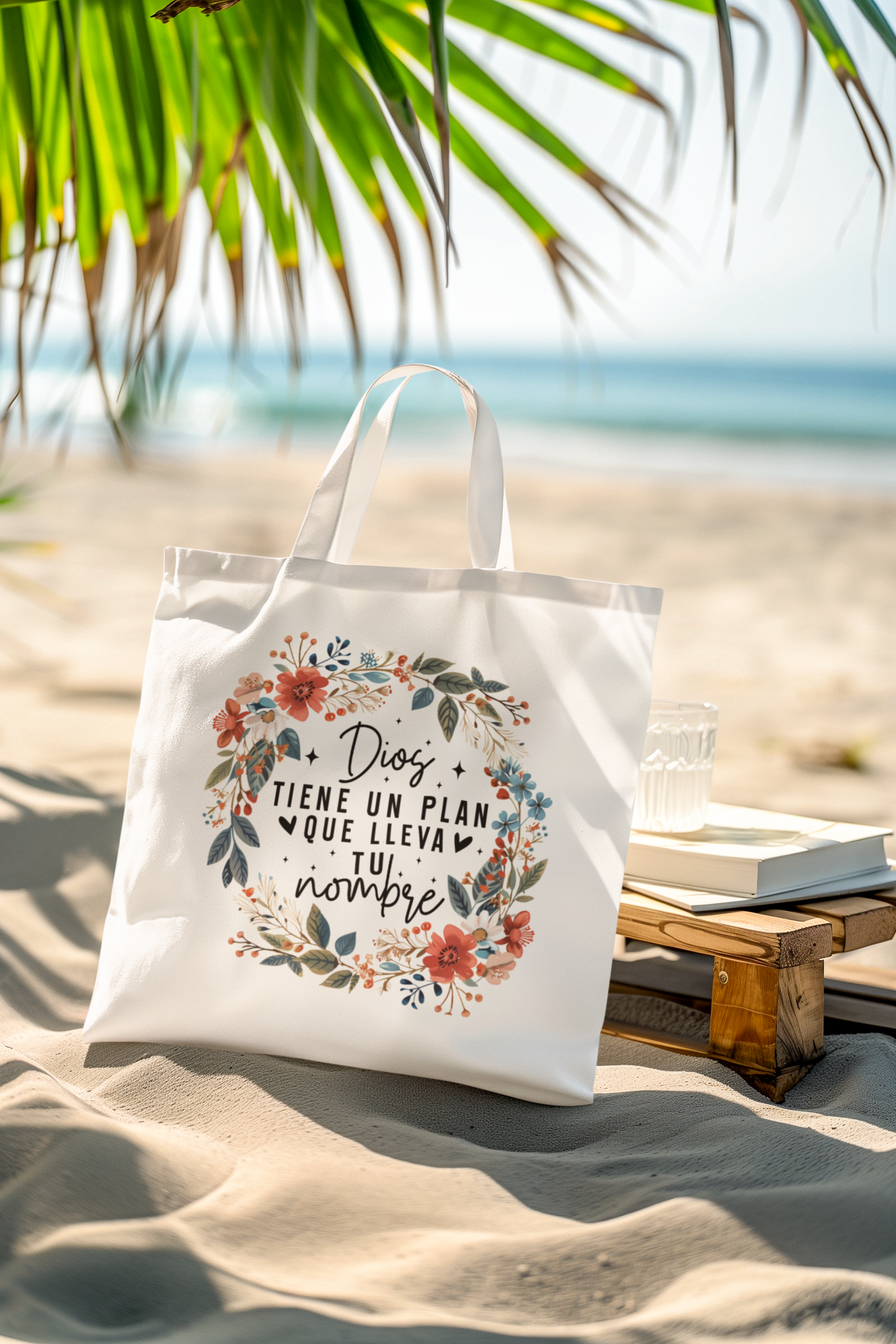 Bolso Tote Motivacional con Mensaje de Fe | Bolsa Floral Reutilizable para Mujer | Ideal para Iglesia, Eventos o Regalo Inspirado