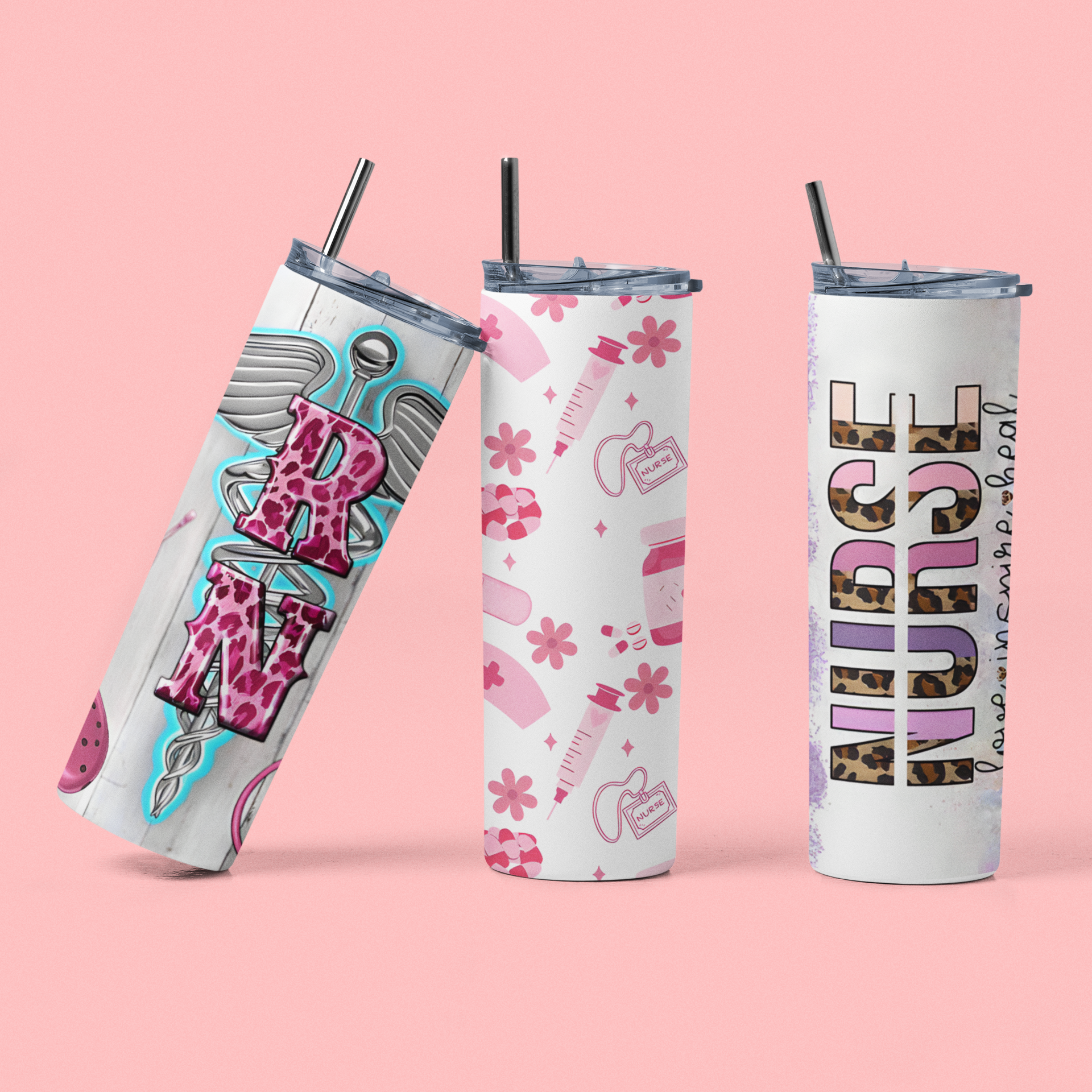 Tumbler delgado 20 oz para enfermeras – Regalo colorido y funcional para mujeres del área médica – Termo personalizado